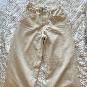 Straight leg cream jeans